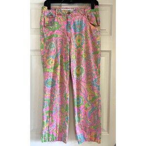 Gretchen Scott Paisley Pink Floral Stretch Pants XS / S Ankle Goddess Preppy